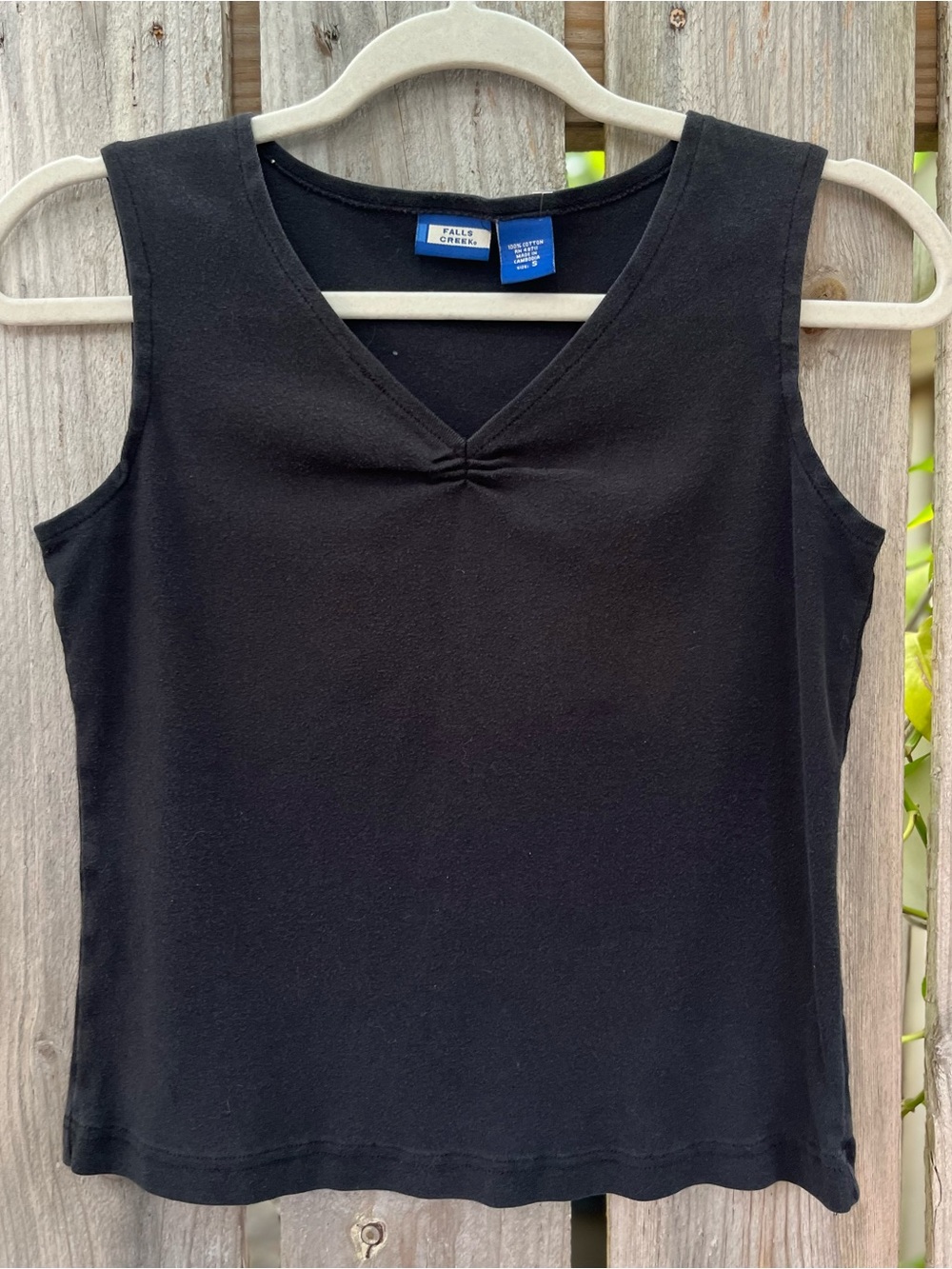 Y2K Cotton Black V-Neck Sleeveless Tank Top | Size Small